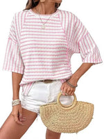 Striped Knit Round Neck T-Shirt