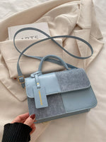Color Block Flap Crossbody Bag with Top Handle