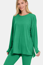 Zenana Full Size Brushed Microfiber Top and Leggings Lounge Set - Ladyez