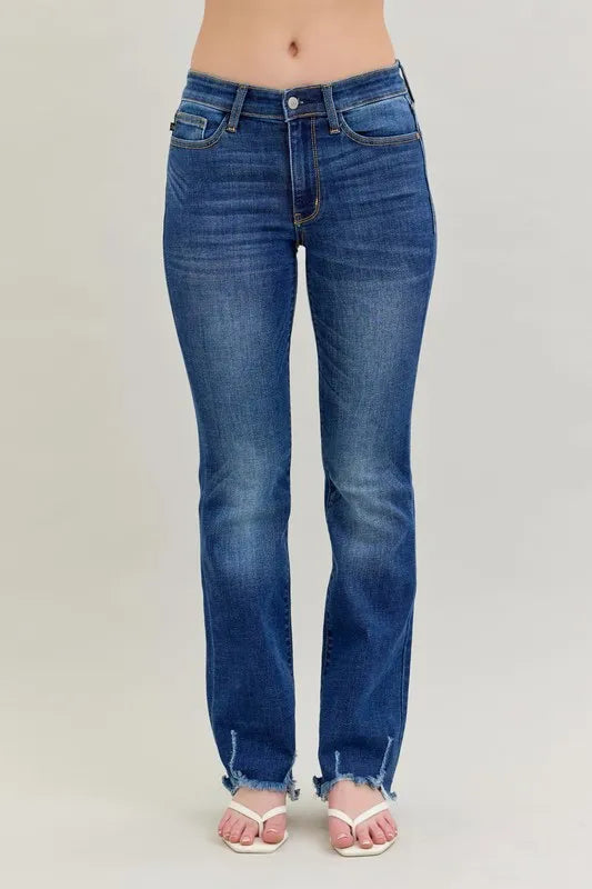 Judy Blue Full Size Mid-rise Non-distressed Hem Bootcut Jeans Plus Size - Ladyez