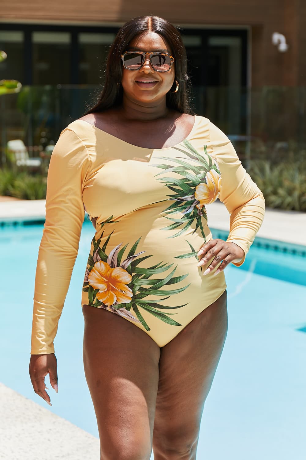 Marina West Swim Cool Down Longsleeve One-Piece Swimsuit - Ladyez