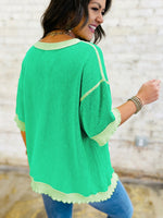 Loose Uneven Hem Twist Ribbed T Shirt