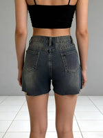 Distressed Slit Denim Shorts