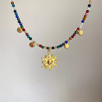14K Gold-Plated Bead Sun Pendant Necklace