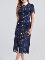 Lace Button-Down Midi Dress
