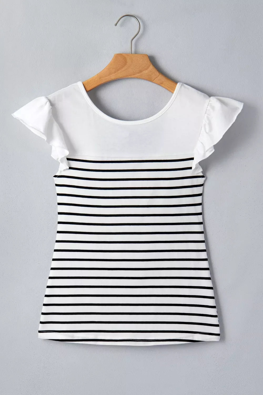 Stripe Contrast Knot Back Ruffle Trim Tank Top