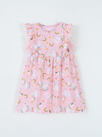 Children's Unicorn Print Ruffle Sleeve Casual Dress