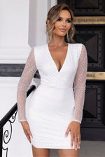 Cutout Sequin Mesh Mini Dress - Ladyez