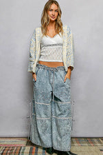 POL Open Front Crochet Cardigan with Granny Square Pattern