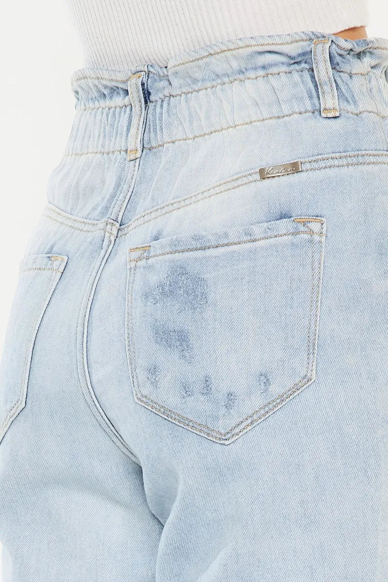 Kancan Open Pack Paperbag Mom Jeans - Ladyez