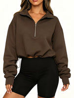 Half Zip Drawstring Hem Sweatshirt