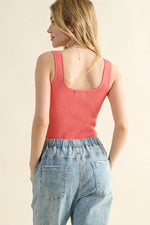 And The Why Ribbed Square Neck Bodysuit - Ladyez
