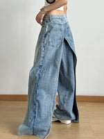 Wide Leg Wash Patchwork Jeans - Ladyez