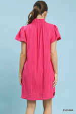 Umgee Flutter Sleeve V-Neck Shift Dress
