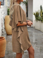 Flowy Sleeve V-Neck Casual Mini Dress