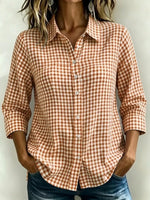 Full Size Plaid Collared Neck Button Up Shirt Plus Size