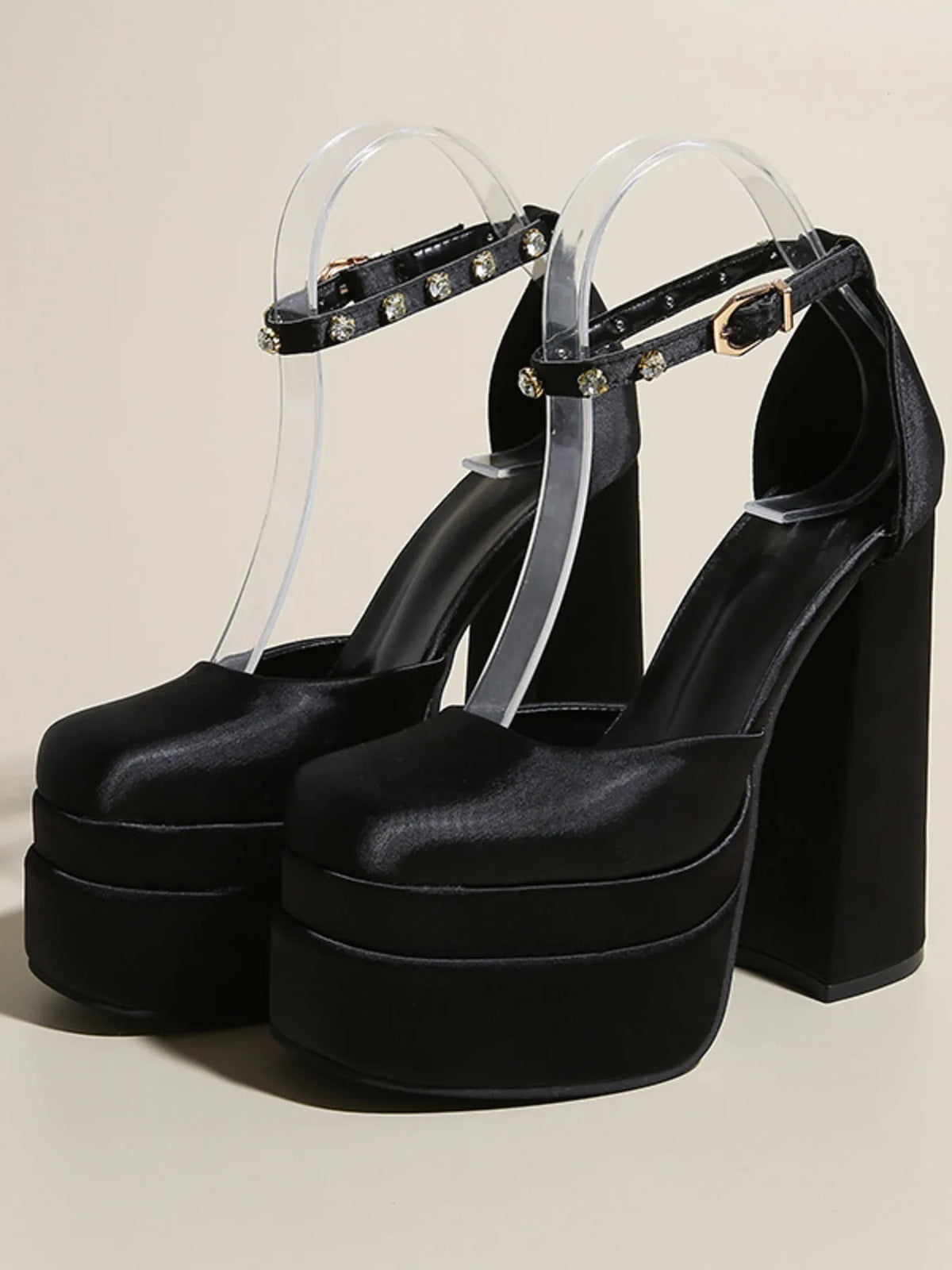 Platform High Heel Ankle Strap Pumps - Ladyez