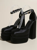 Platform High Heel Ankle Strap Pumps - Ladyez