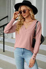 V-Neck Lantern Sleeve T-Shirt