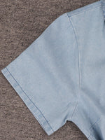 Zip Front Short Sleeve Denim Dress