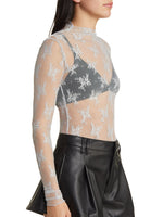 Lace Mock Neck Long Sleeve Blouse - Ladyez