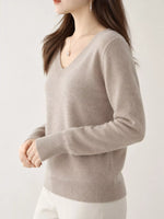 V-Neck Solid Color Sweater