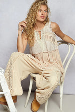 POL Lace Detail Keyhole Tank Top with Crochet Trim - Ladyez