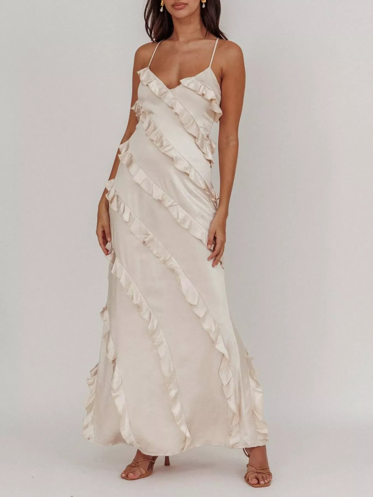 Ruffled Spaghetti Strap Maxi Dress