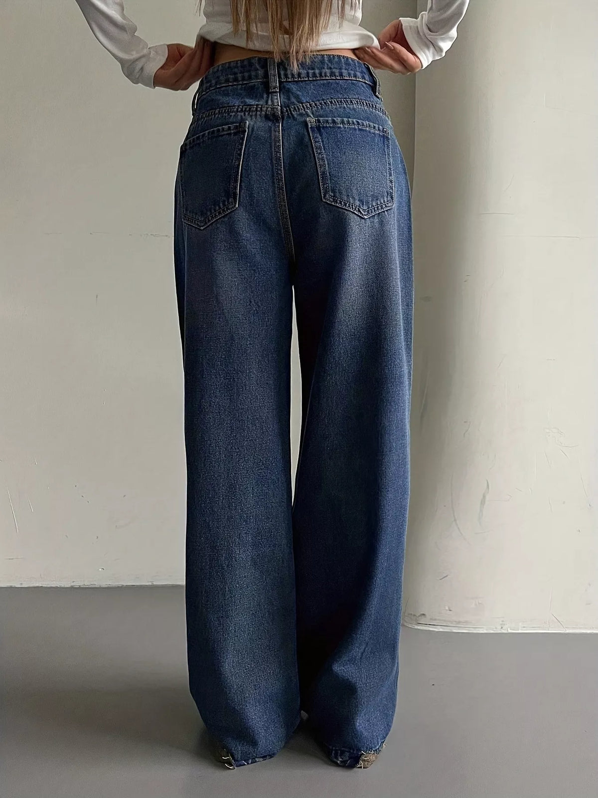 Wide Leg Vintage Wash Jeans