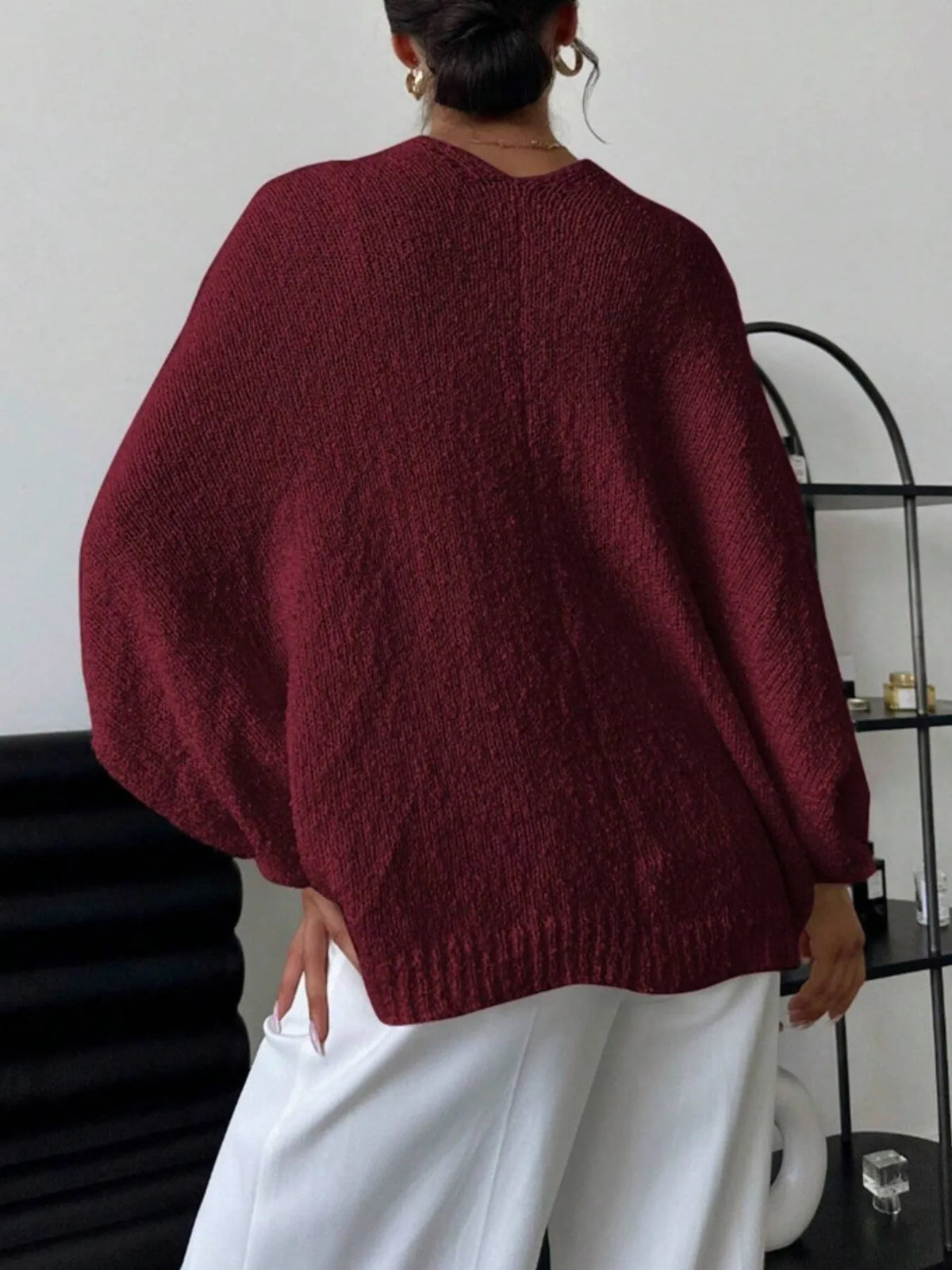 Twist-Front Textured Knit Cardigan