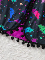 Children's Halloween Bat Print Hooded Cape and Tulle Dress Set
