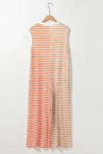 Striped Round Neck Sleeveless Jumpsuit