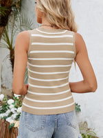 Striped Round Neck Tank - Ladyez