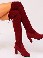 Suede Over-The-Knee High Heel Boots - Ladyez
