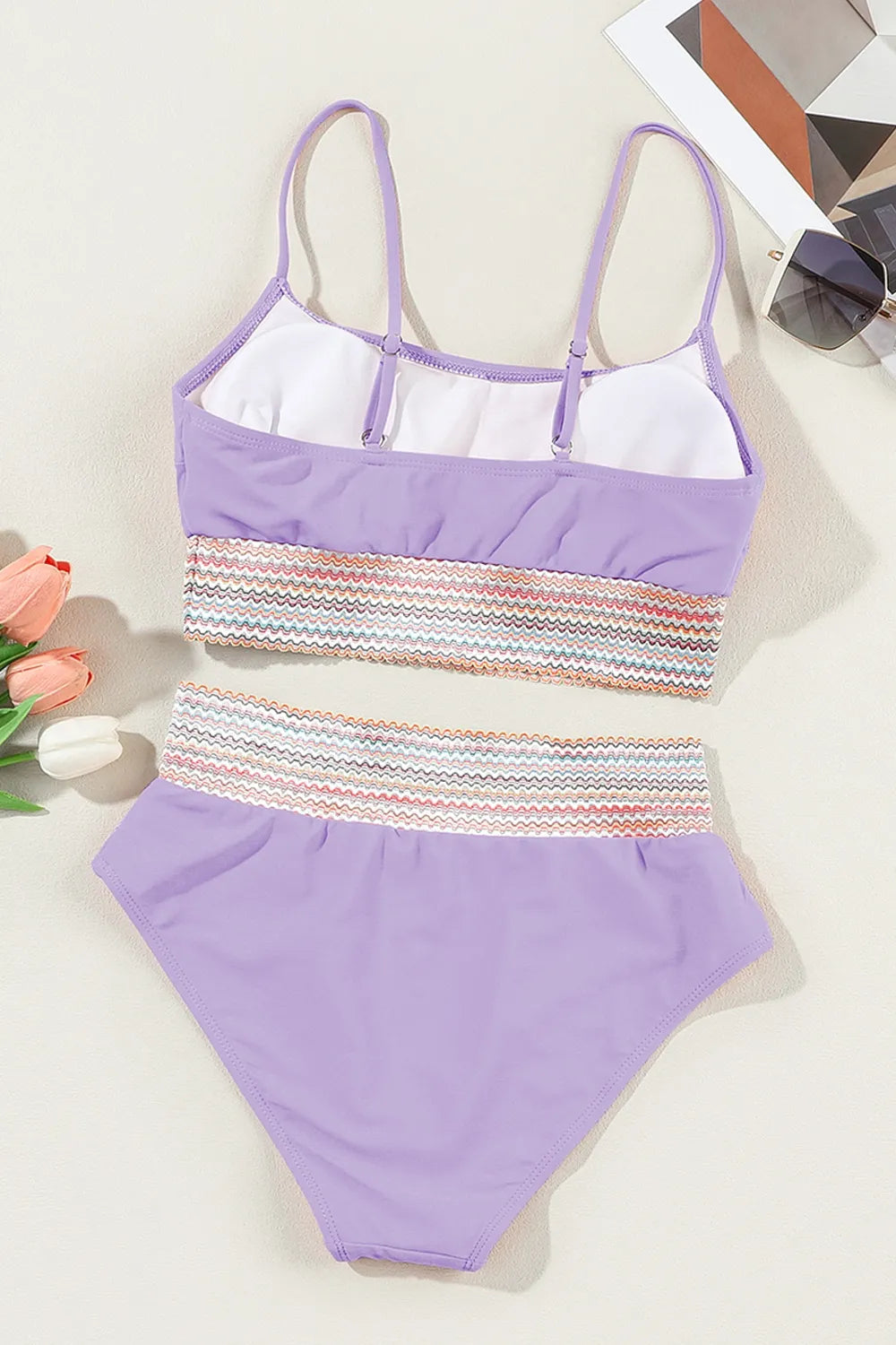 Scoop Neck Spaghetti Strap Bikini Set - Ladyez