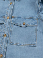 Ruffled Button-Down Denim Shirt