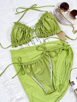 Frill Trill Halter Neck Three-Piece Swim Set - Ladyez