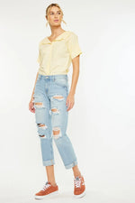 Kancan Mid Rise Distressed Boyfriend Jeans - Ladyez