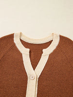 Contrast Knit V Neckline Cardigan