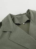 Lapel Collar Tie Waist Trench Jacket