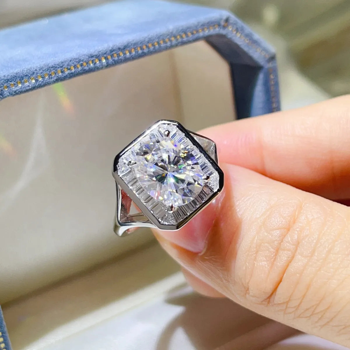 3 Carat Moissanite Engagement Square Ring - Ladyez