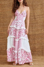 Floral Lace Trim Maxi Cami Dress - Ladyez