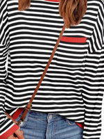 Striped Round Neck Long Sleeve Knit Top