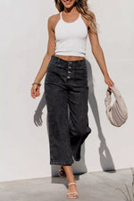 High-Waisted Button-Fly Wide-Leg Jeans