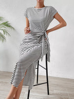 Striped Tie-Waist Midi Dress
