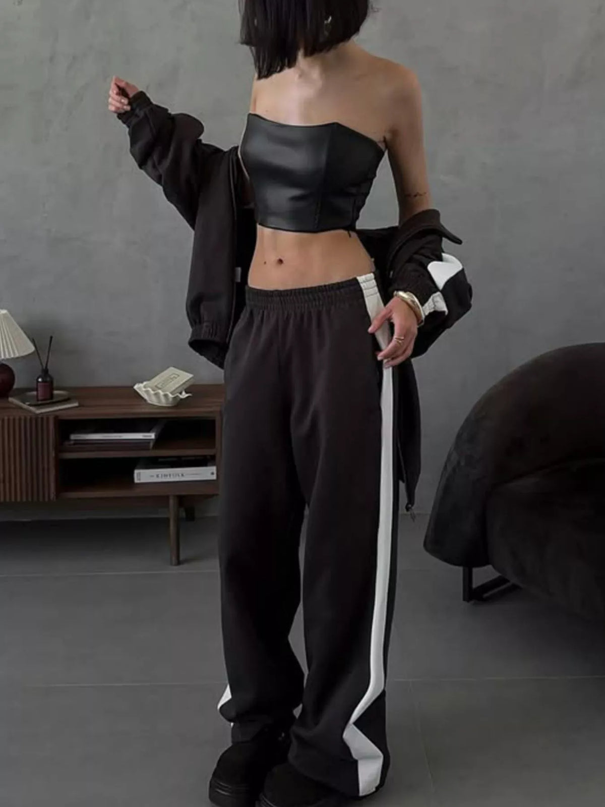 Zip Up Long Sleeve Outerwear and Pants Set