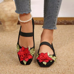 Flower Square Toe Slip-Ons