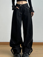Wash Wide Leg Baggy Jeans - Ladyez