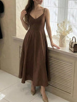 A-Line Spaghetti Strap Midi Dress