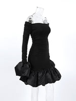 Off-Shoulder Ruffle Hem Mini Dress